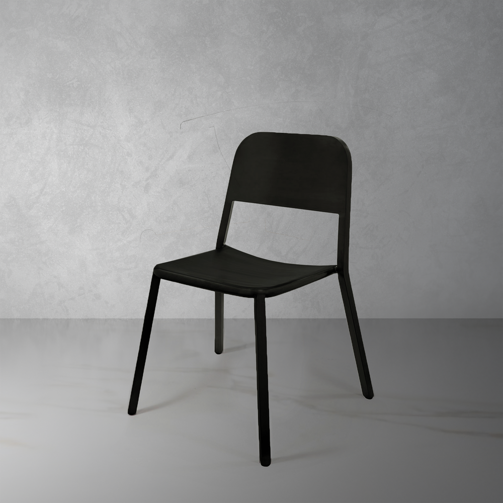 Matte Black Stainless Steel Dining Chair