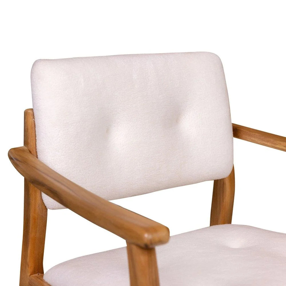 Natural Teak and Fabric Dining Armchair