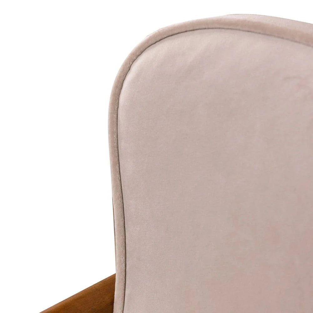 Acacia and Velvet Dining Chair in Natural and Beige – FL1087H-BGE-NEW