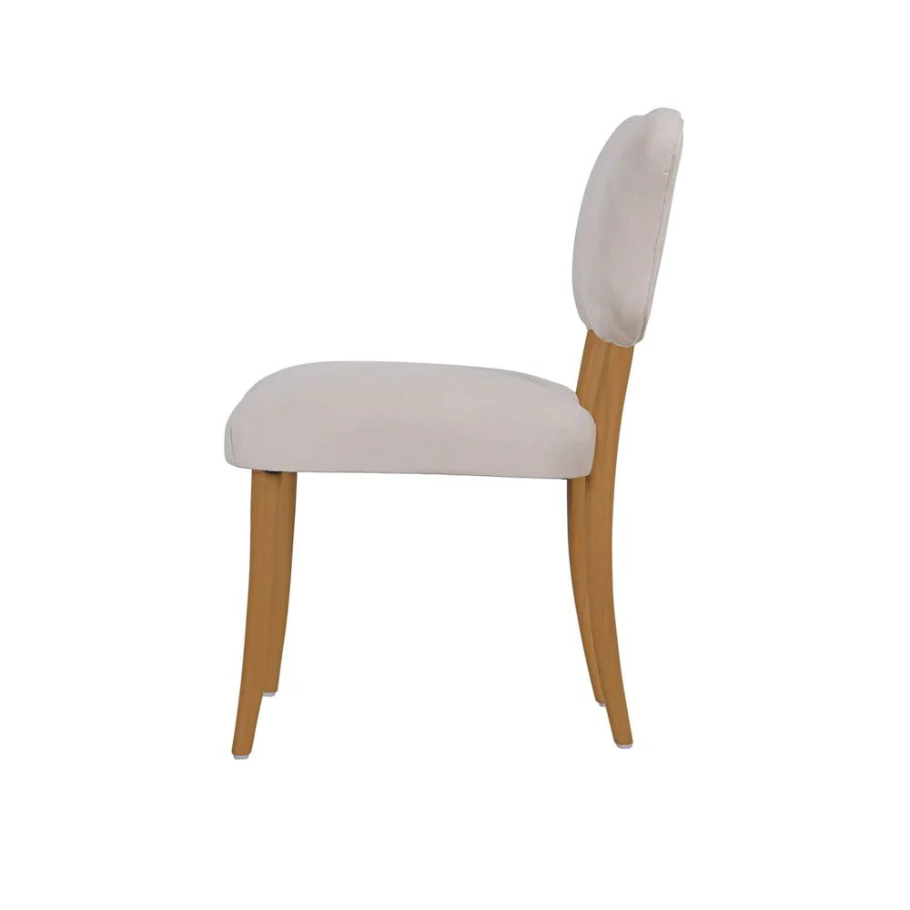 Acacia and Velvet Dining Side Chair in Natural and Beige – FL1088BGE