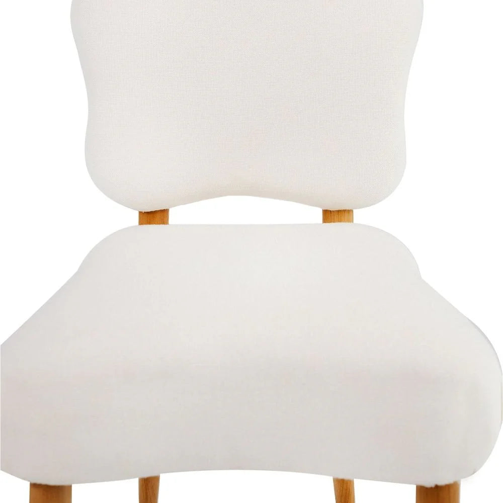 Teak and Fabric Dining Chair in Natural and Ivory