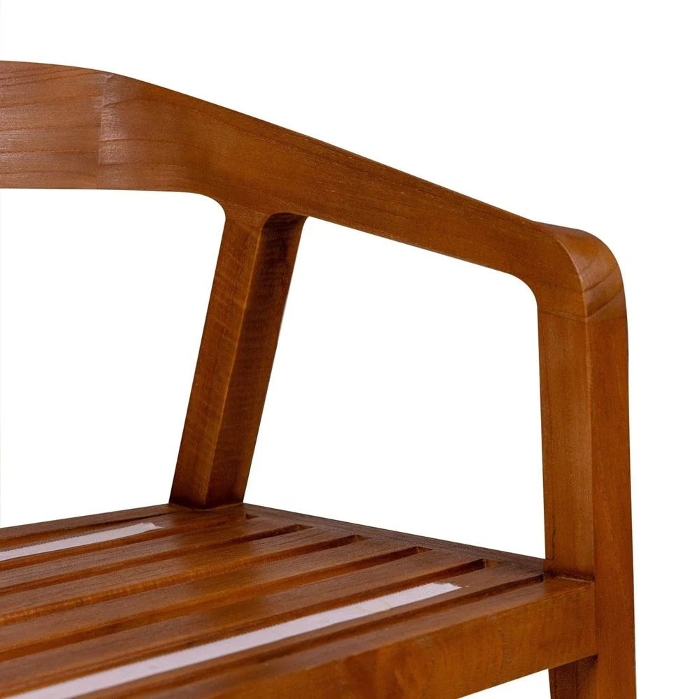 Solid Teak and Fabric Dining Chair