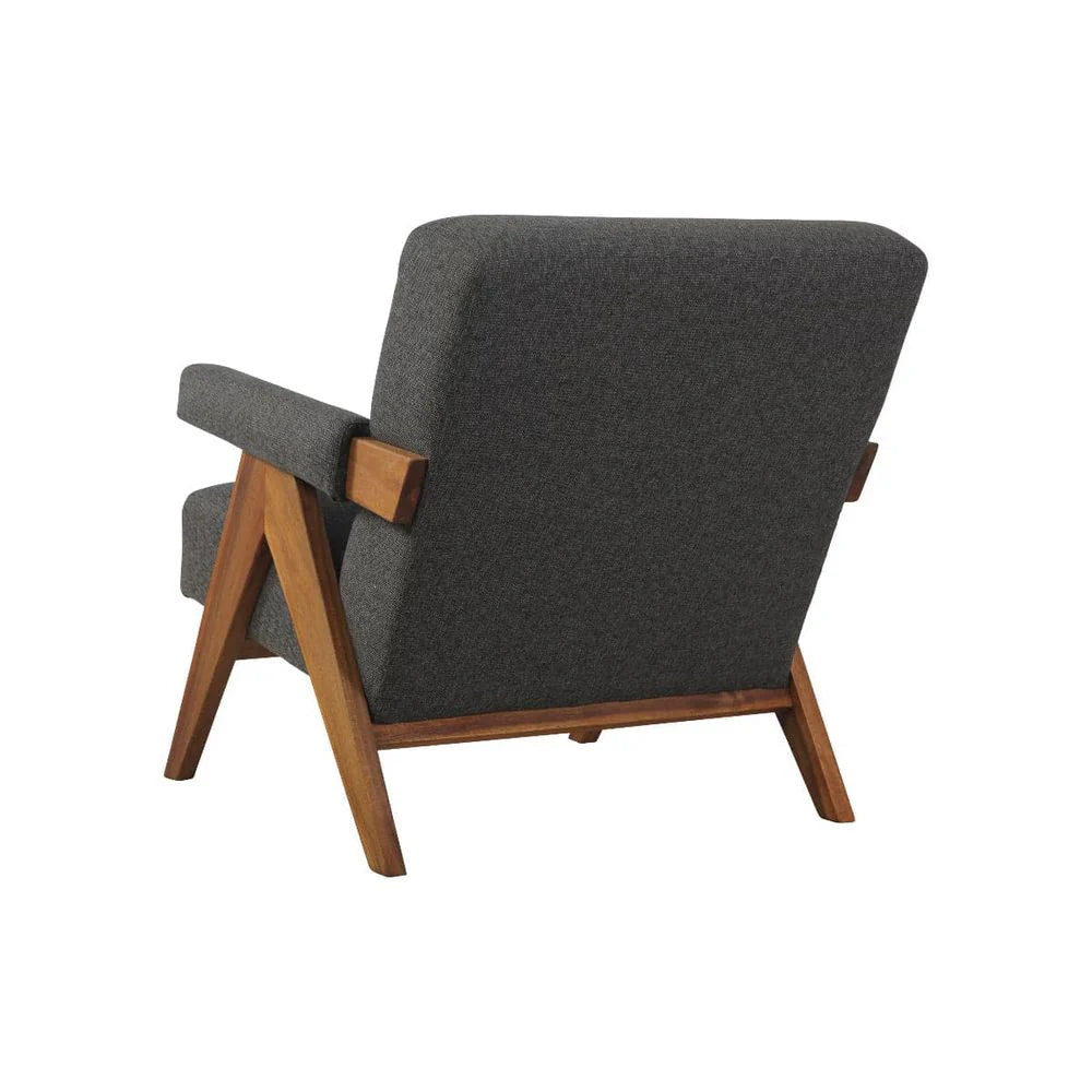 Grey Acacia and Fabric Lounge Chair