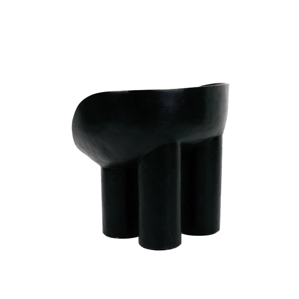 Matte Black Solid Teak Lounge Chair