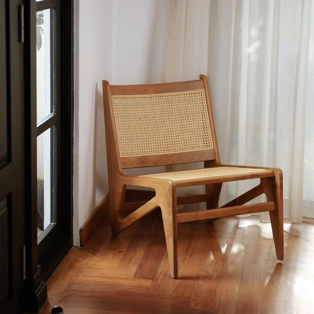 Natural Teak and Rattan Chair
