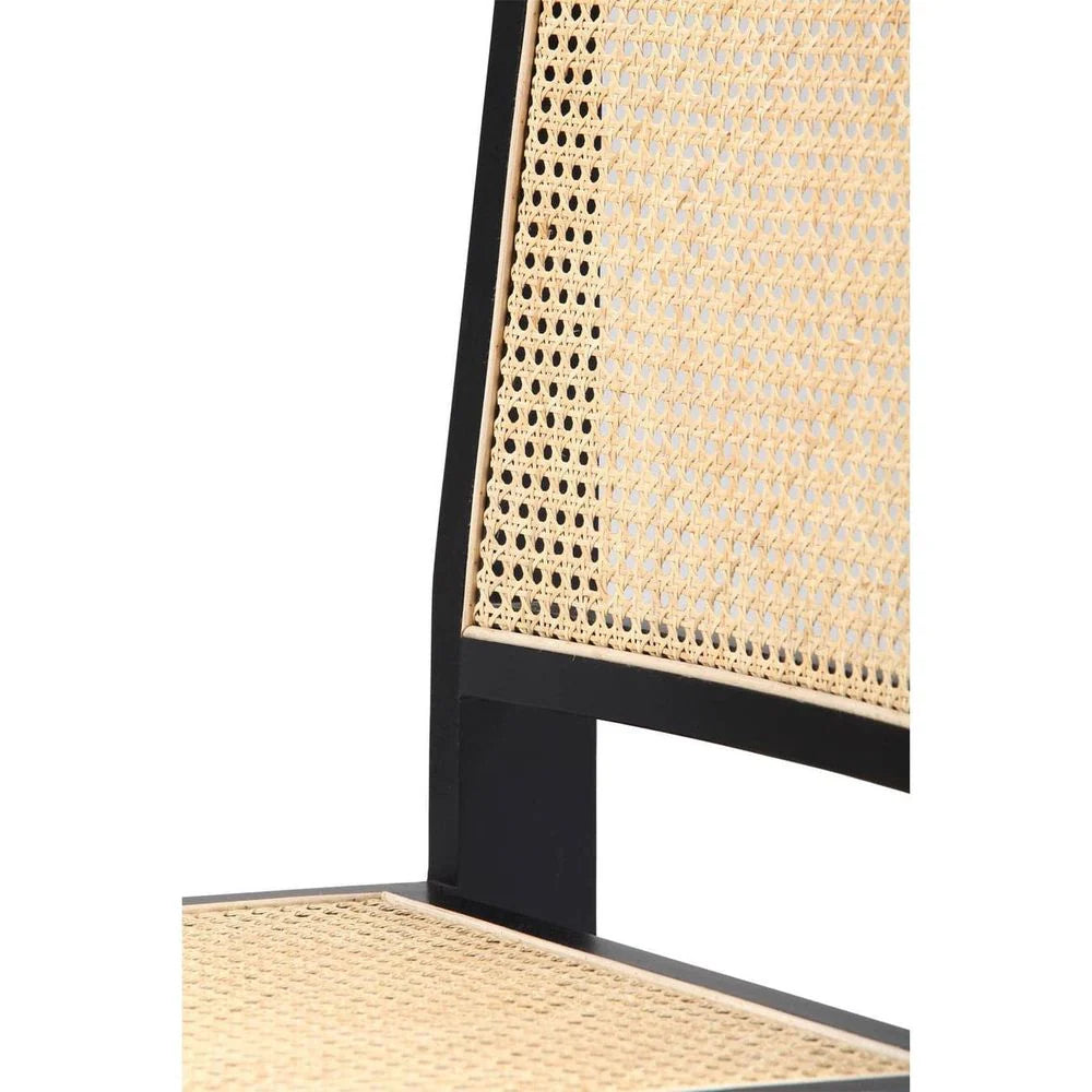 Black Mahogany and Rattan Dining Chair