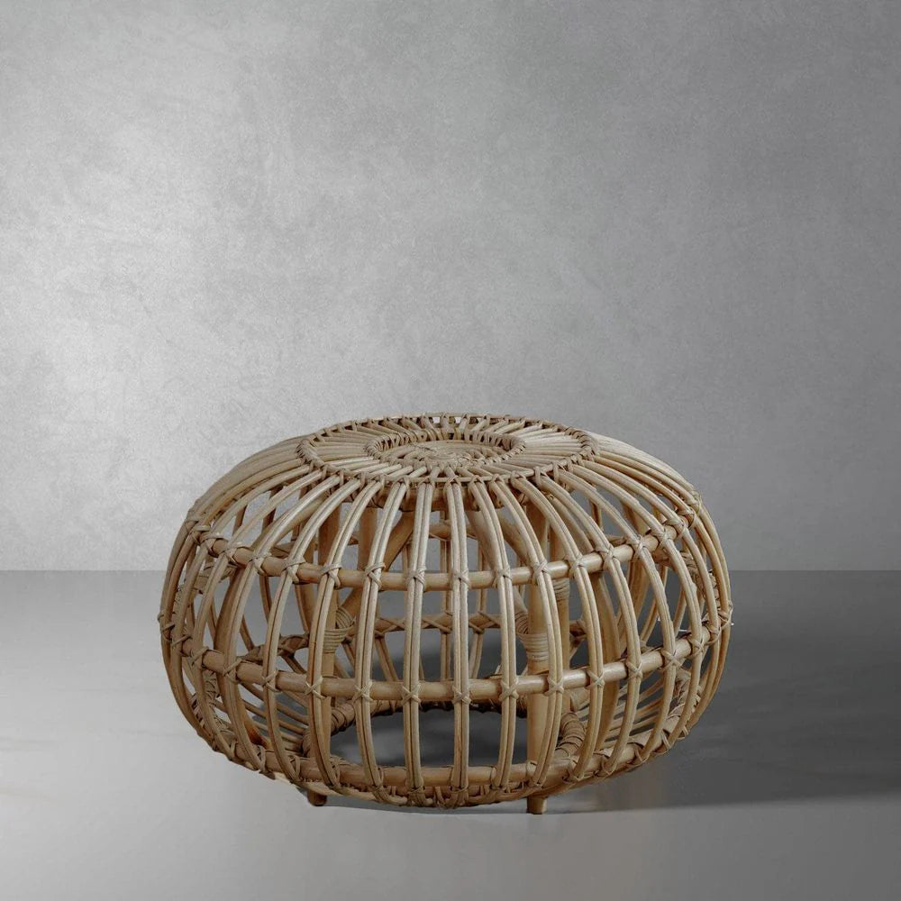 Natural Rattan Ottoman