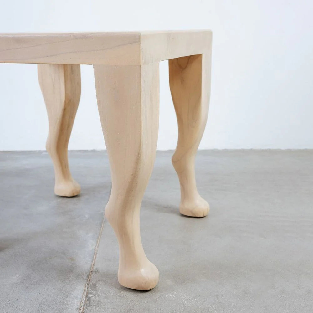 Ivory Laminated Teak Side Table, 30-Inch