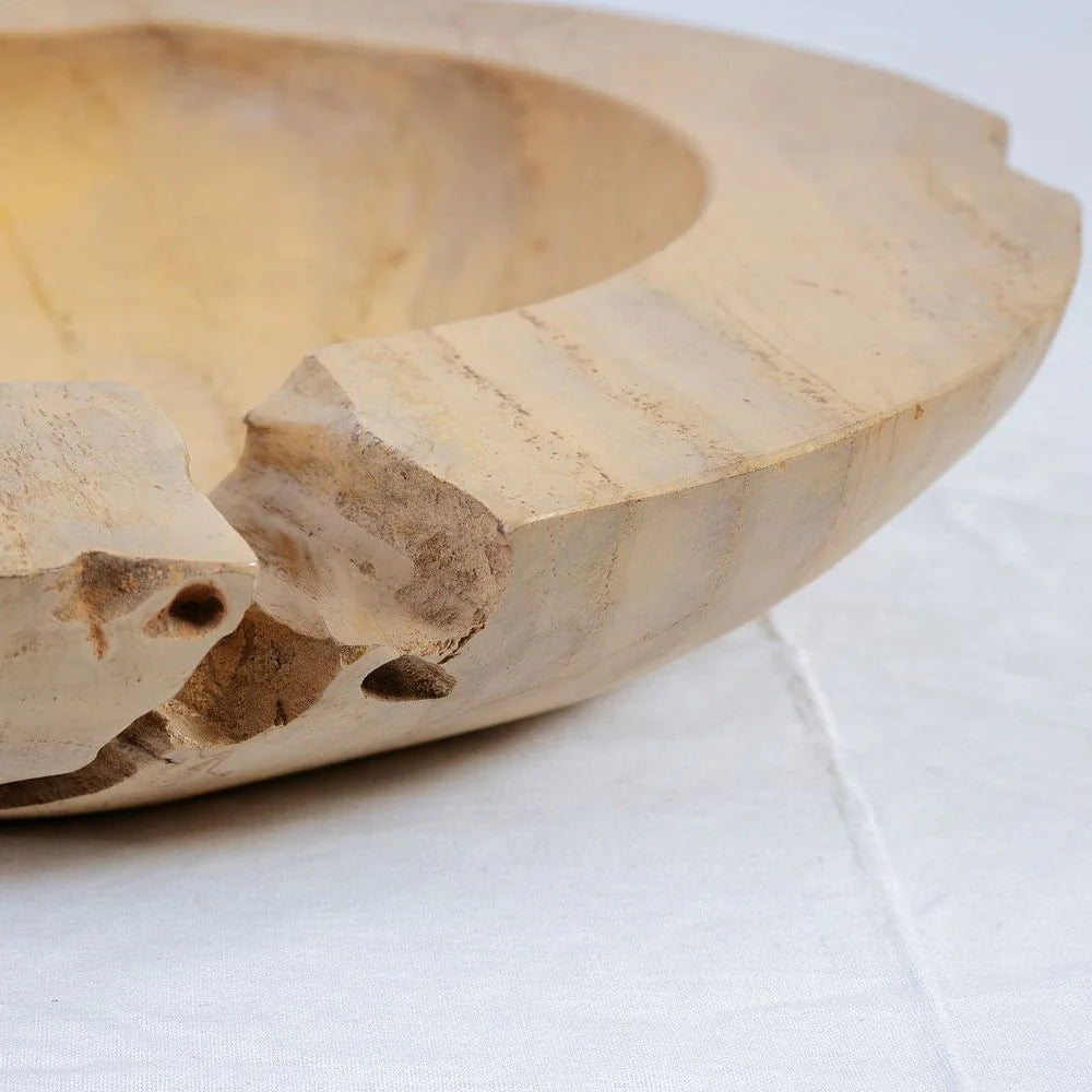 Off-White Teak Small Bowl