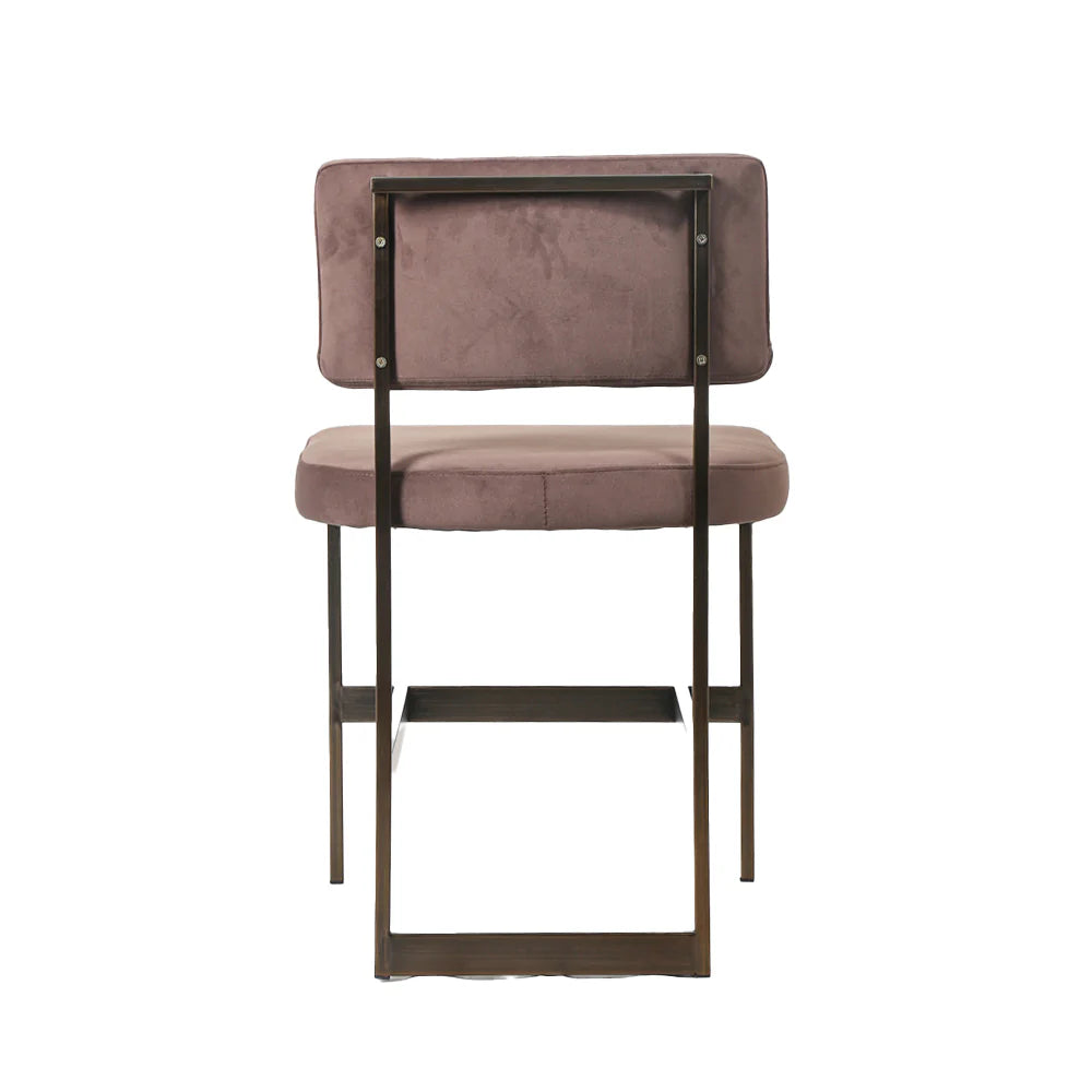 Stainless Steel and Velvet Dining Chair in Brown and Bronze-Tone
