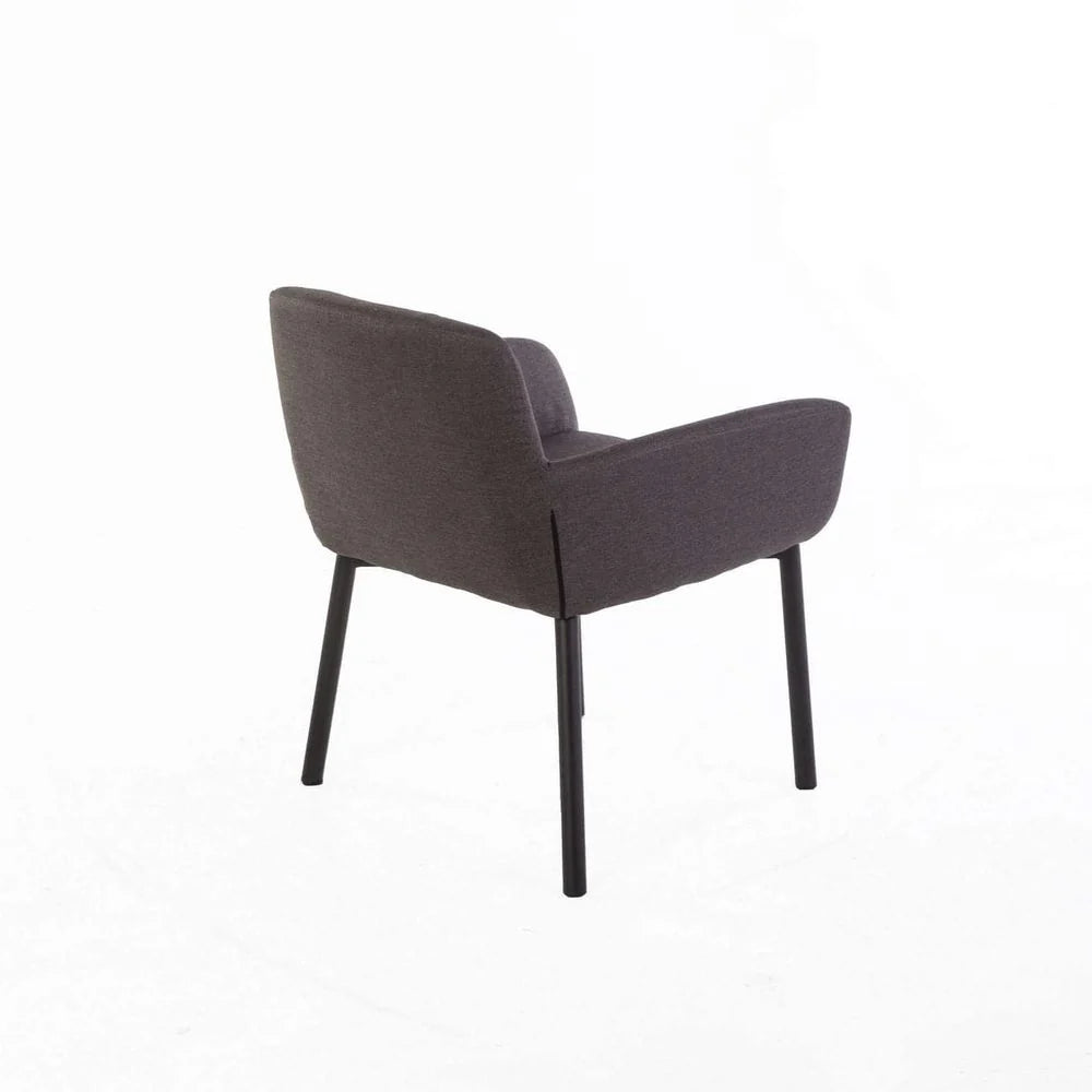 Dark Grey Iron and Fabric Dining Chair