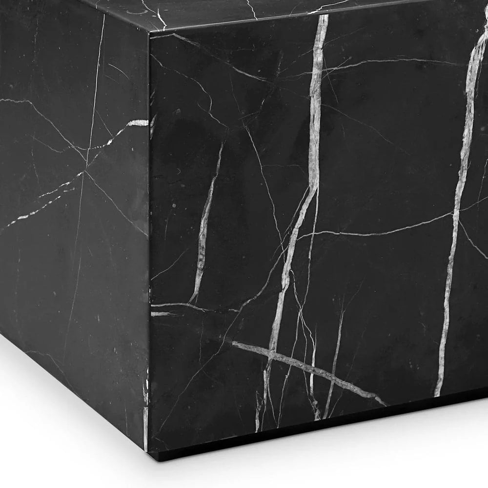 Matte Black Stainless Steel and Marble Coffee Table, 50-Inch