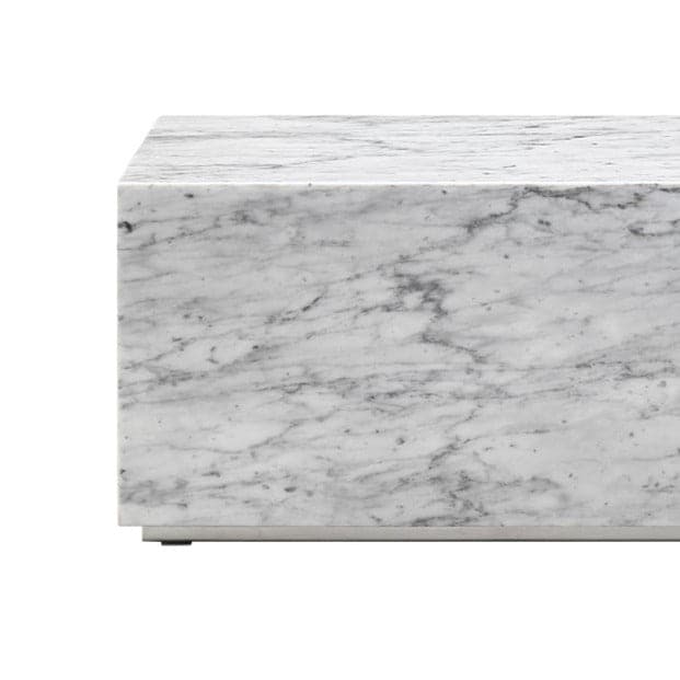 White Stainless Steel and Marble Coffee Table, 31.5-Inch
