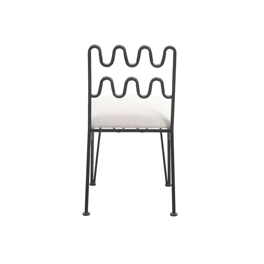 Fabric and Metal Dining Chair in Grey and Black