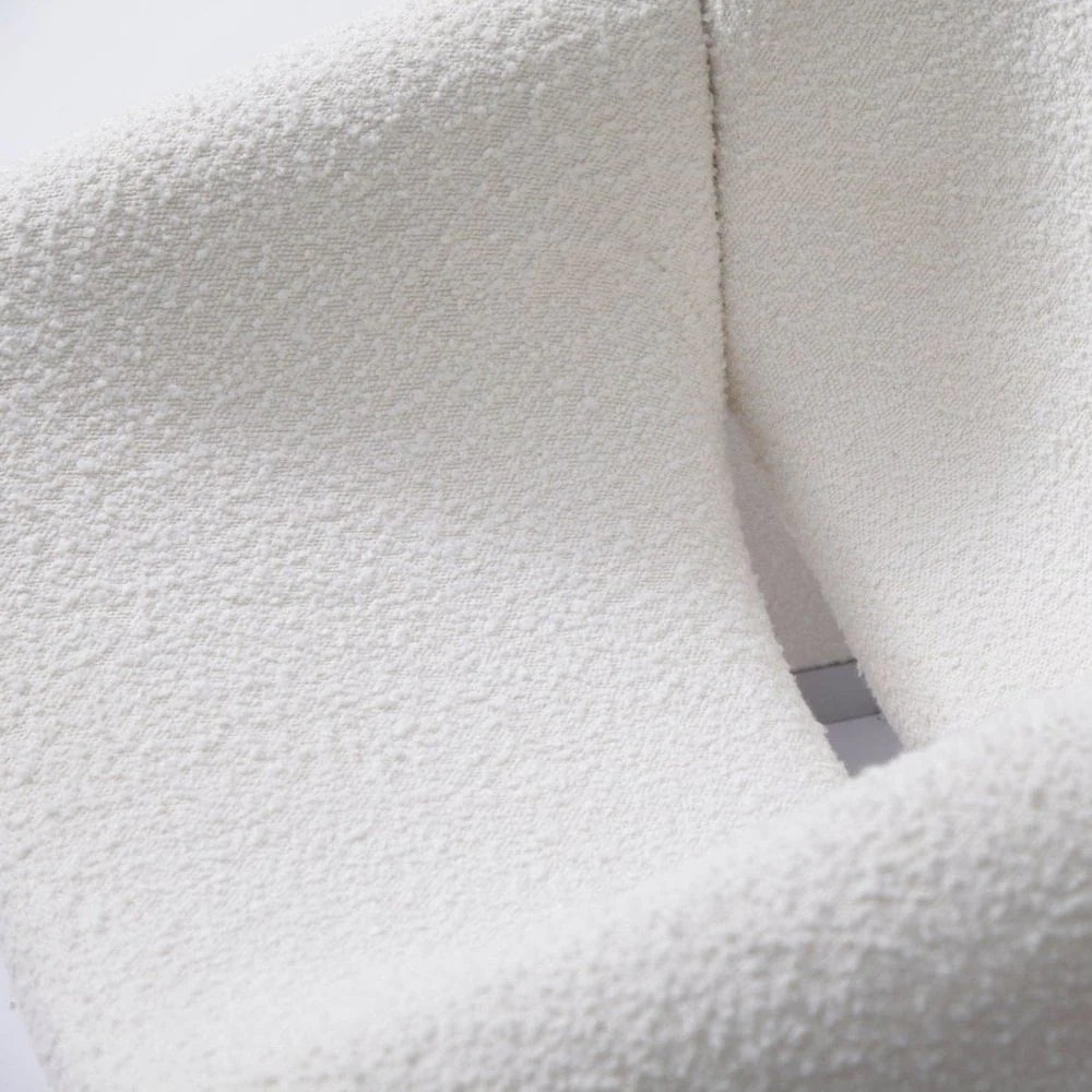 Off-White Iron and Boucle Lounge Chair