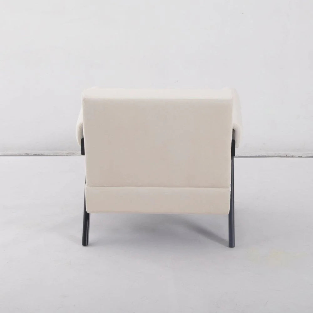 Ash and Velvet Lounge Chair in Black and Beige