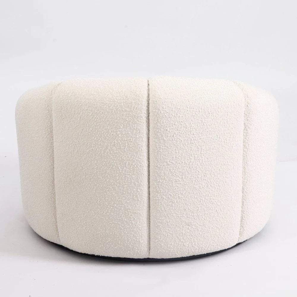 Stainless Steel and Wood Lounge Chair in Off-White and Black
