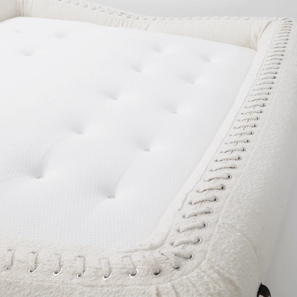 Off-White Boucle Sofa Bed