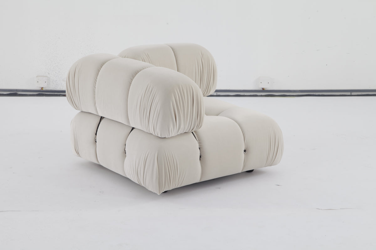 Beige Velvet Sectional Corner Unit