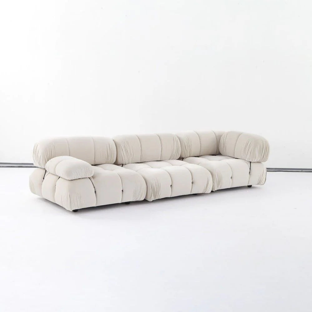 Ivory Wood and Velvet Sectional Middle Module