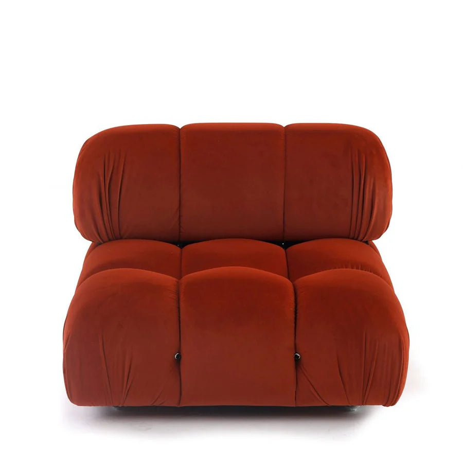 Orange Wood and Velvet Sectional Middle Unit