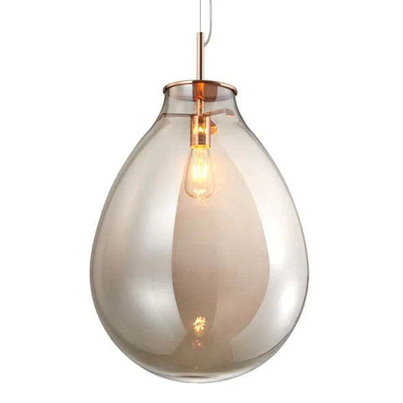 Glass and Metal Amber Pendant Light in Gold-Tone