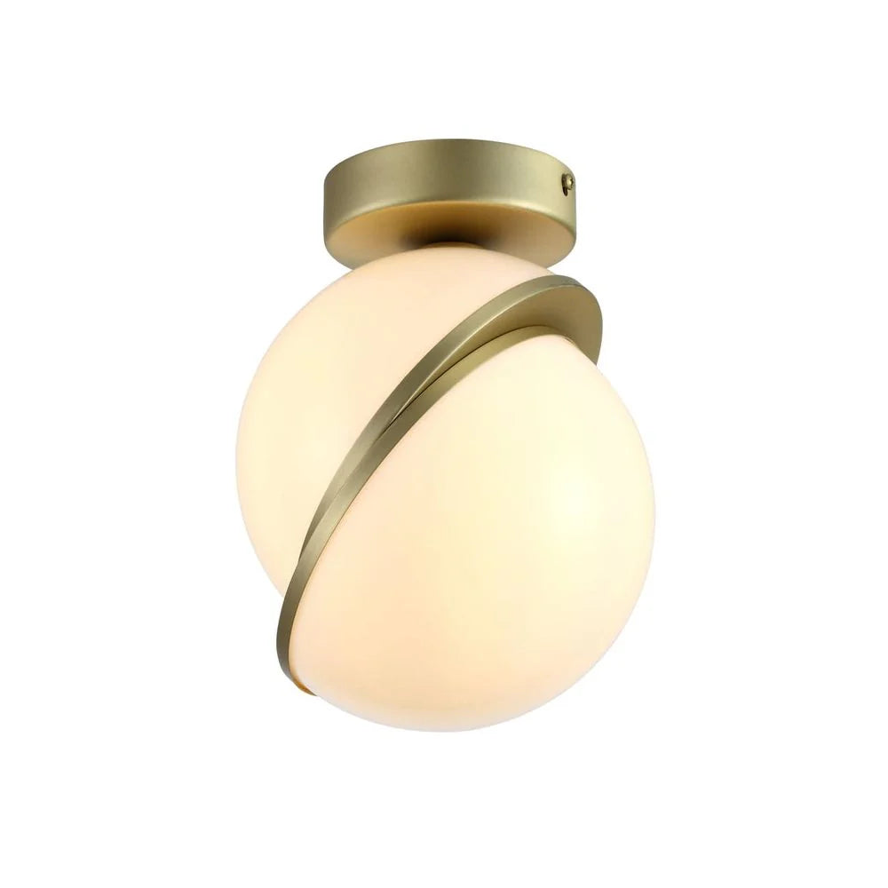 Brass-Tone Iron and Acrylic Flush Mount Light