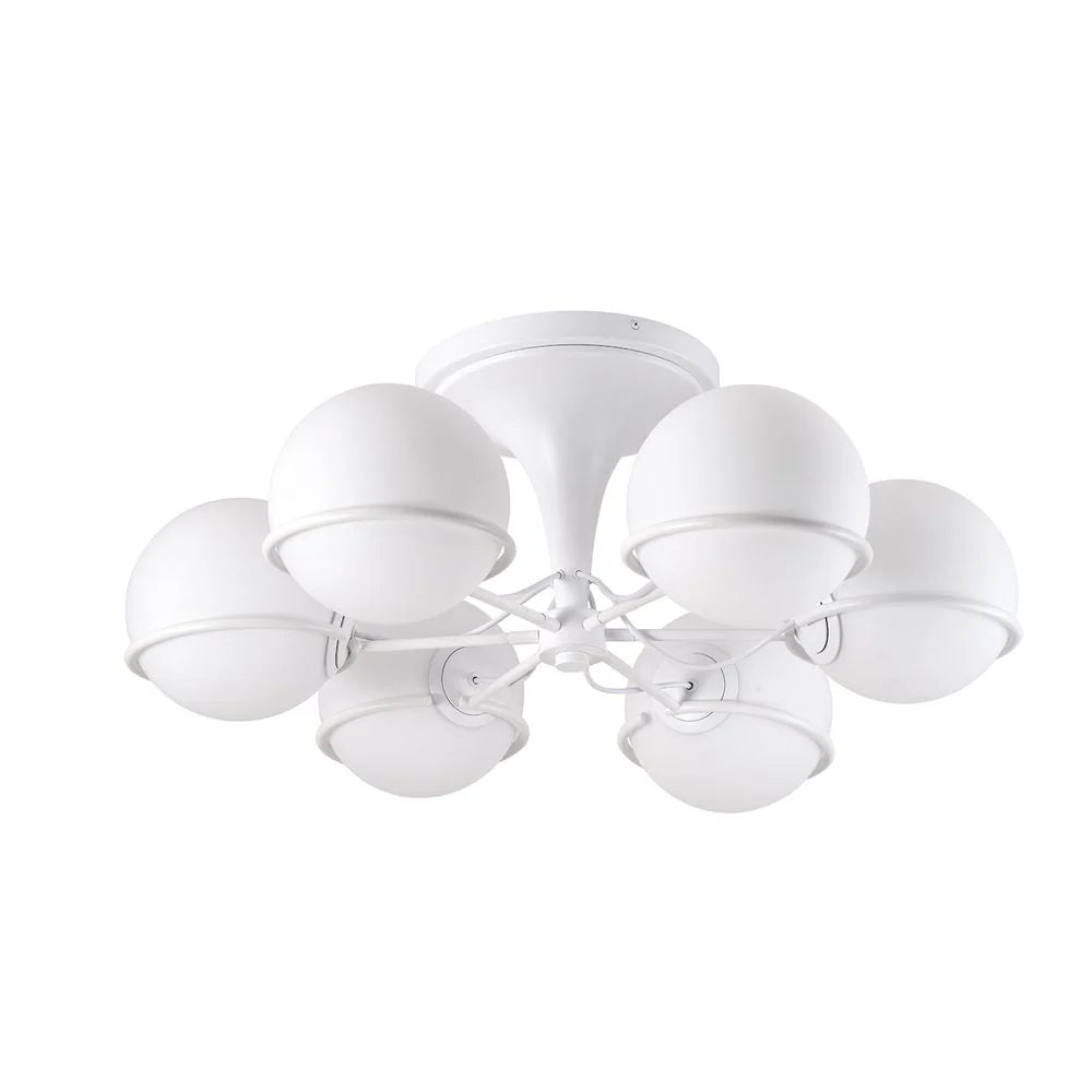 Matte White Glass and Metal Flush Mount Light