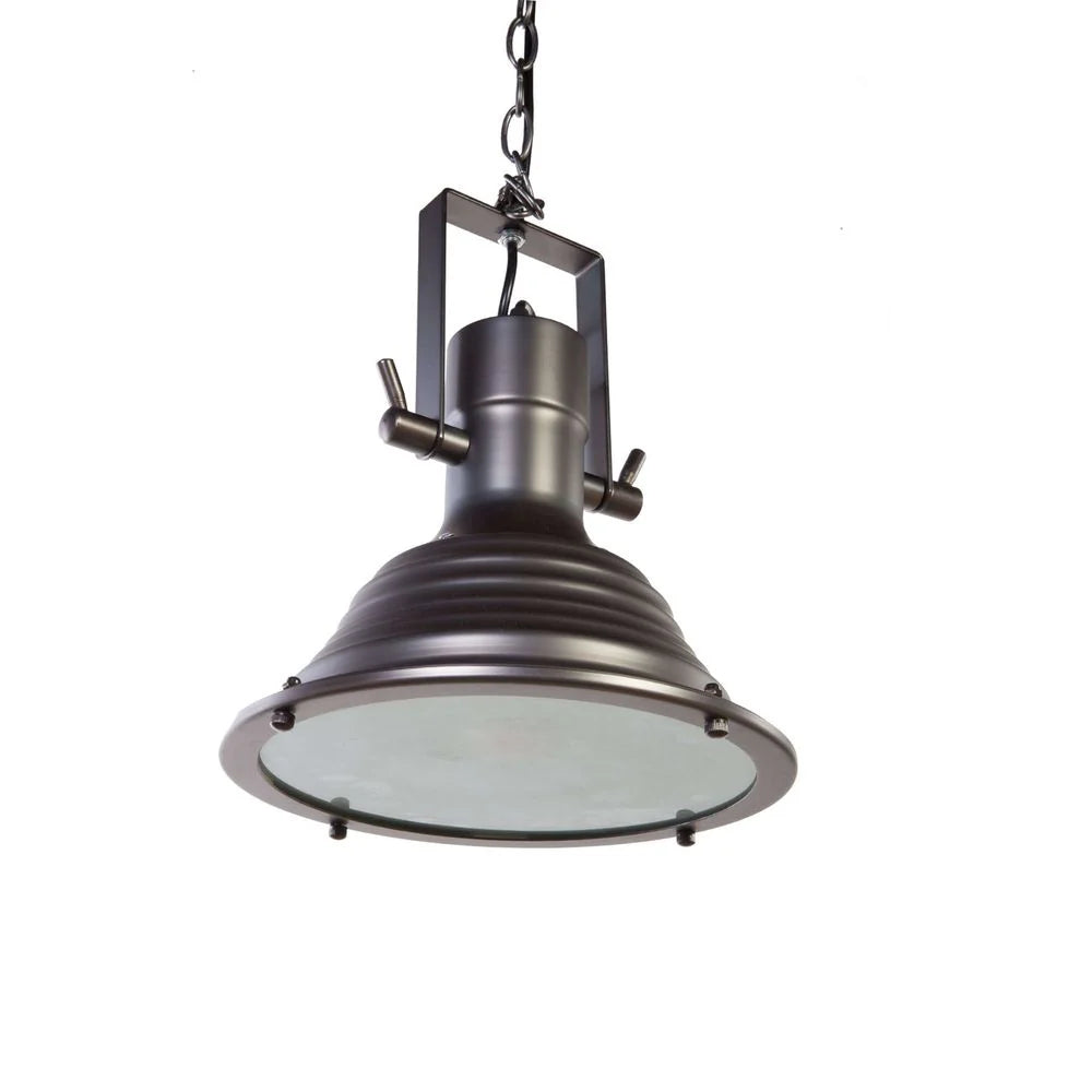 Black Steel and Glass Pendant Light