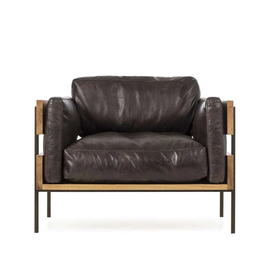 Natural Oak and Leather Armchair