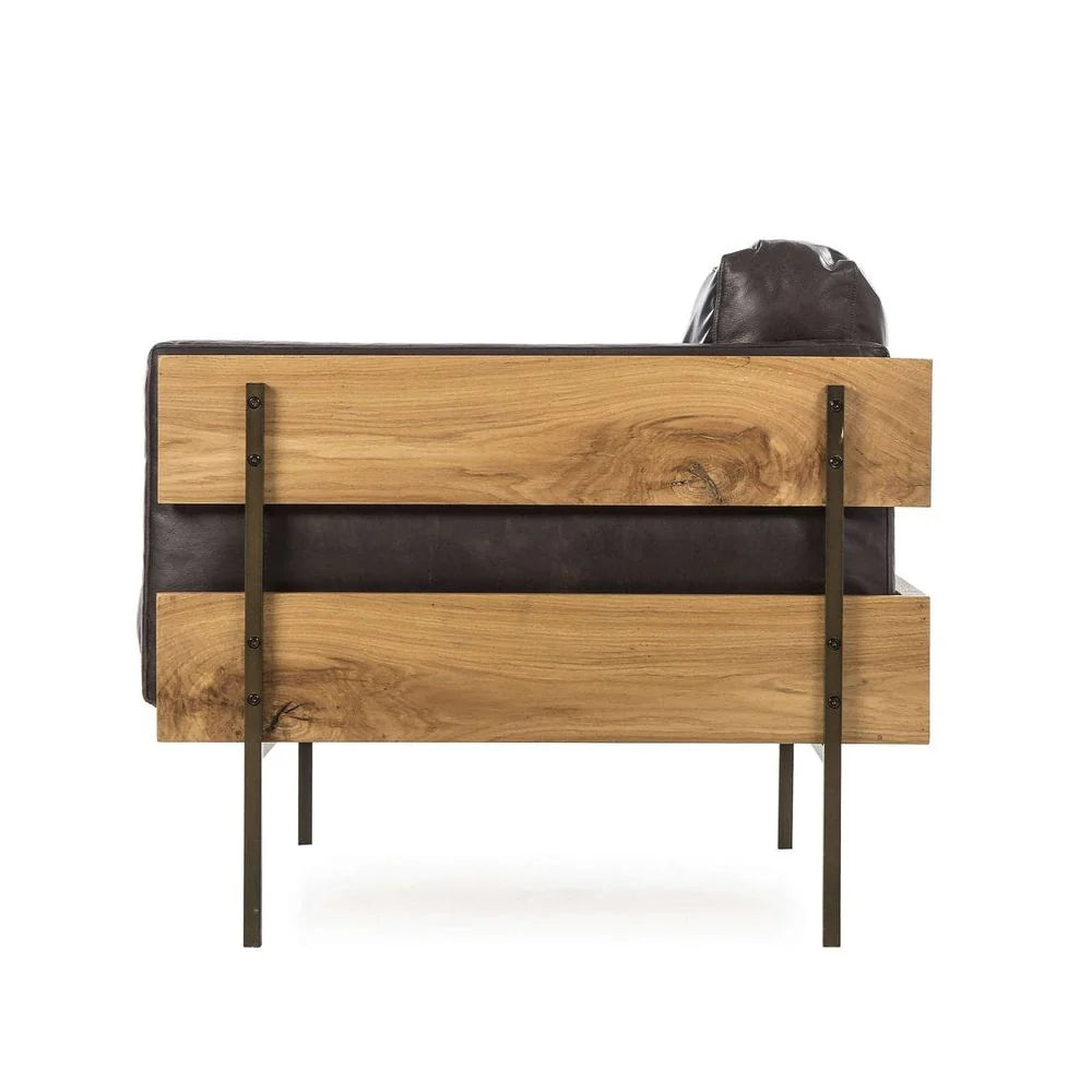 Natural Oak and Leather Armchair