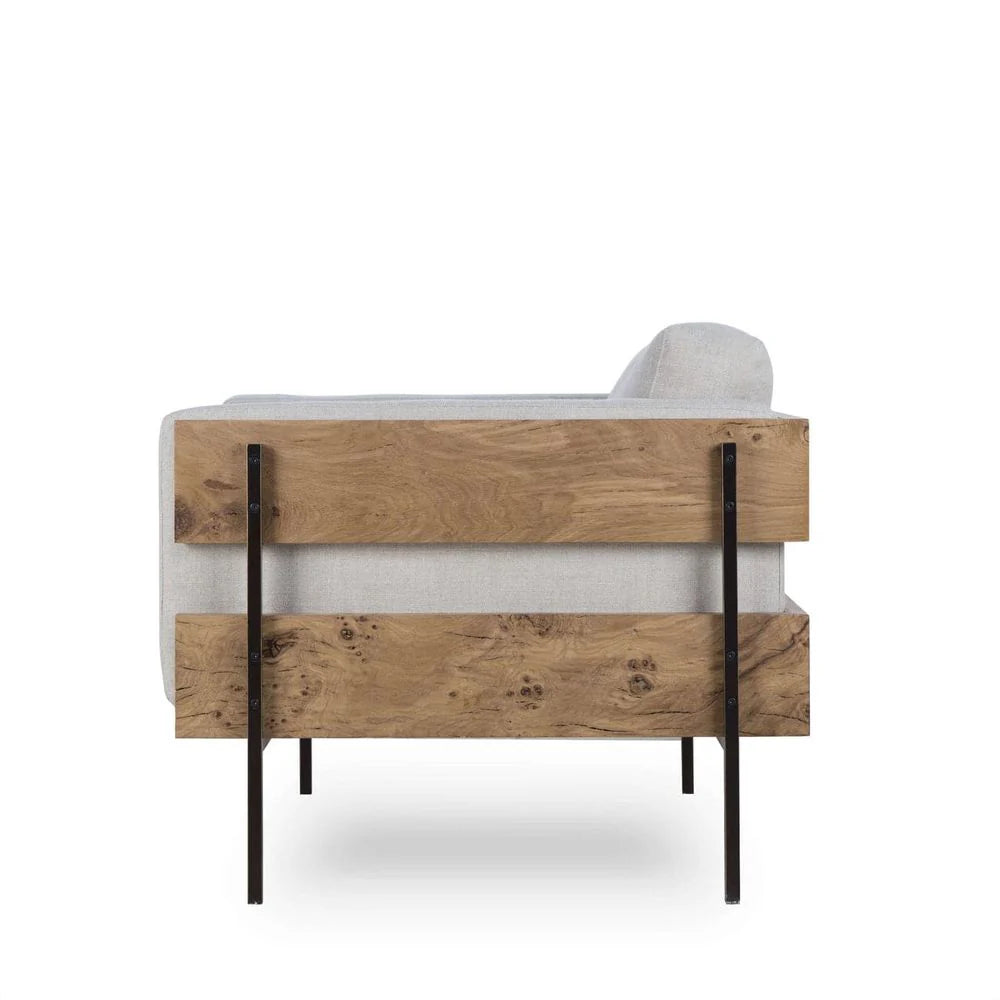Ivory Steel and Oak Lounge Chair