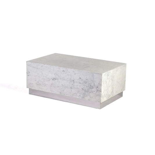 White Stainless Steel and Marble Coffee Table