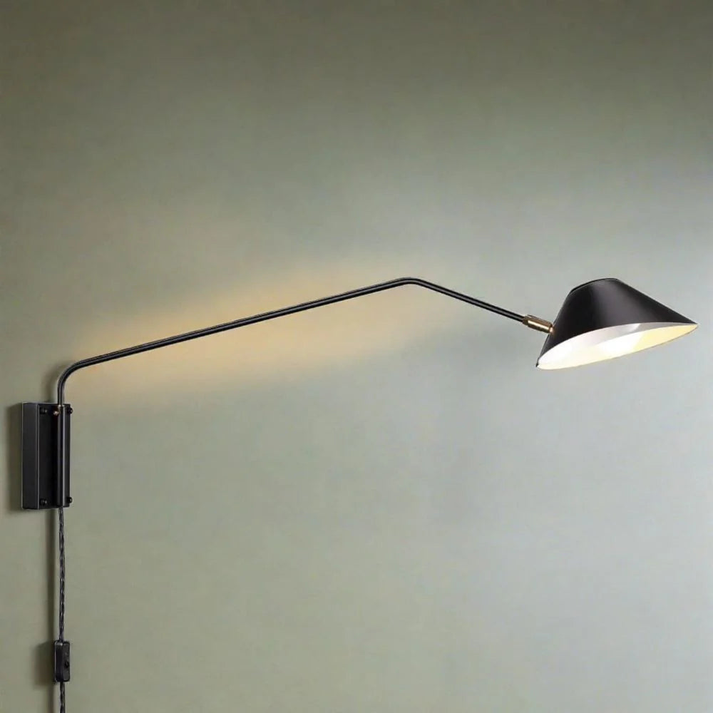 Black Steel and Aluminum Wall Sconce