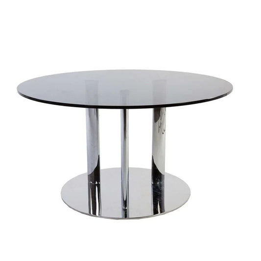 Smoky Stainless Steel and Glass Coffee Table