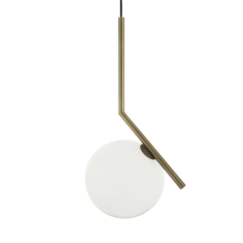 White Brass and Glass Pendant Light