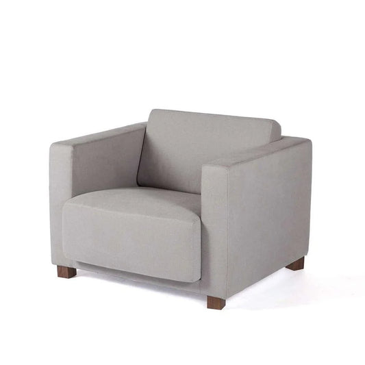 Light Grey Walnut and Fabric Lounge Chair