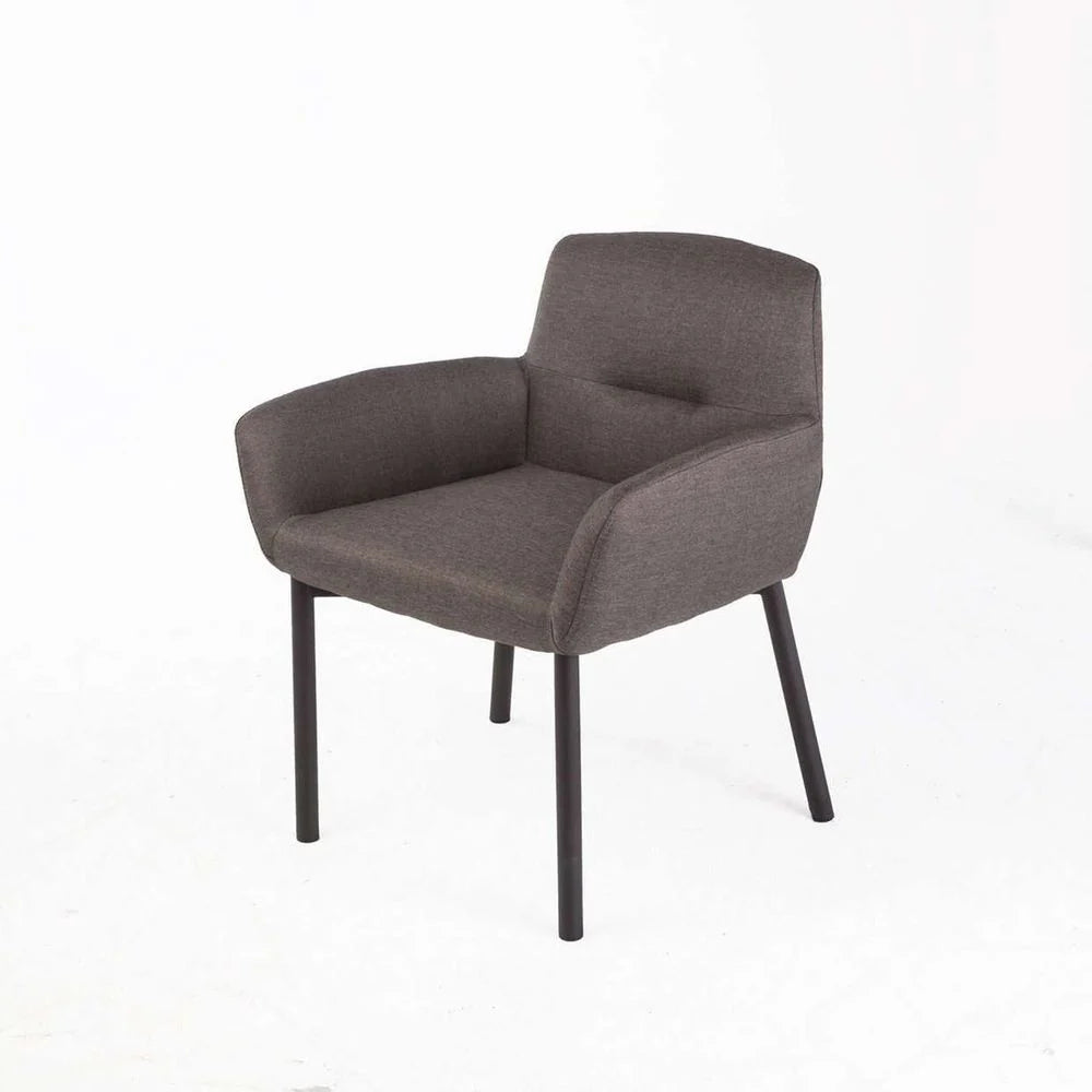 Dark Grey Iron and Fabric Dining Chair