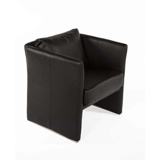 Black Rattan and Leather Lounge Chair
