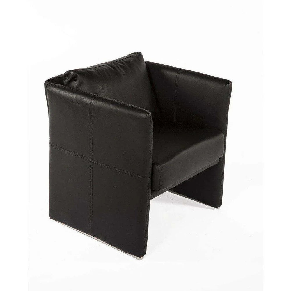 Black Rattan and Leather Lounge Chair