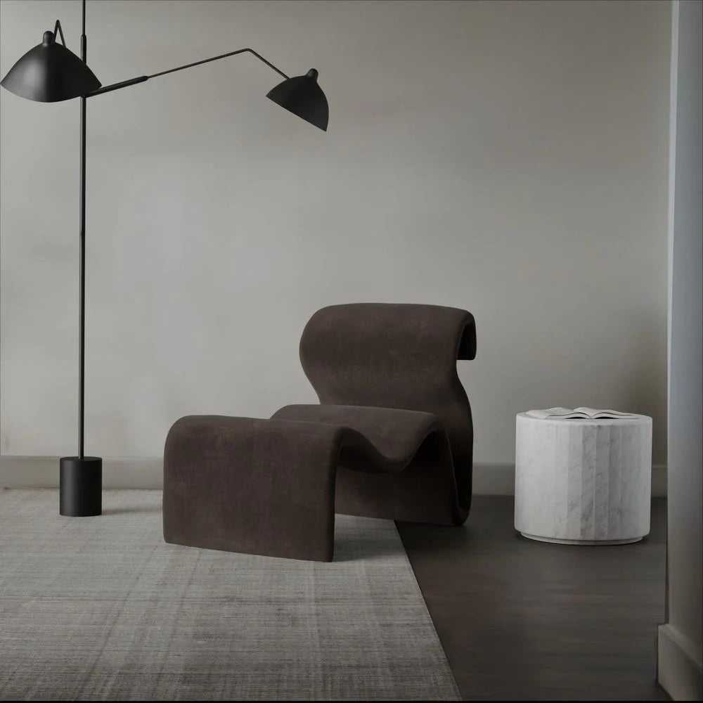 Brown Velvet and Fiberglass Lounge Chair