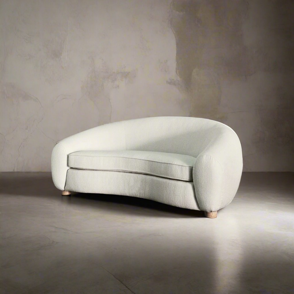 Boucle and Acrylic Sofa, 71-Inch