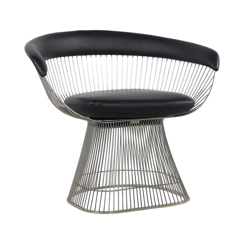 Black Stainless Steel and Leather Lounge Chair