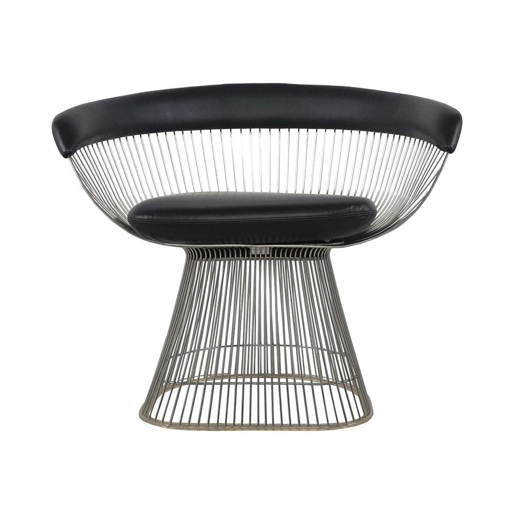 Black Stainless Steel and Leather Lounge Chair