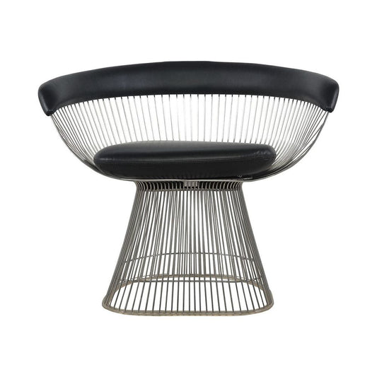 Black Stainless Steel and Leather Lounge Chair