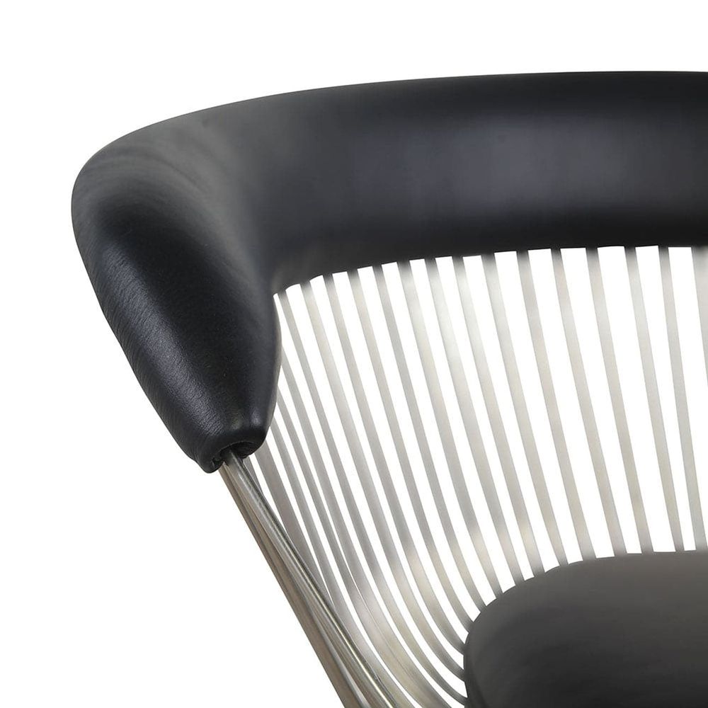 Black Stainless Steel and Leather Lounge Chair