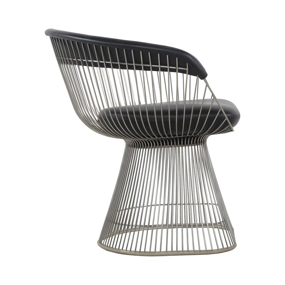 Black Stainless Steel and Leather Lounge Chair