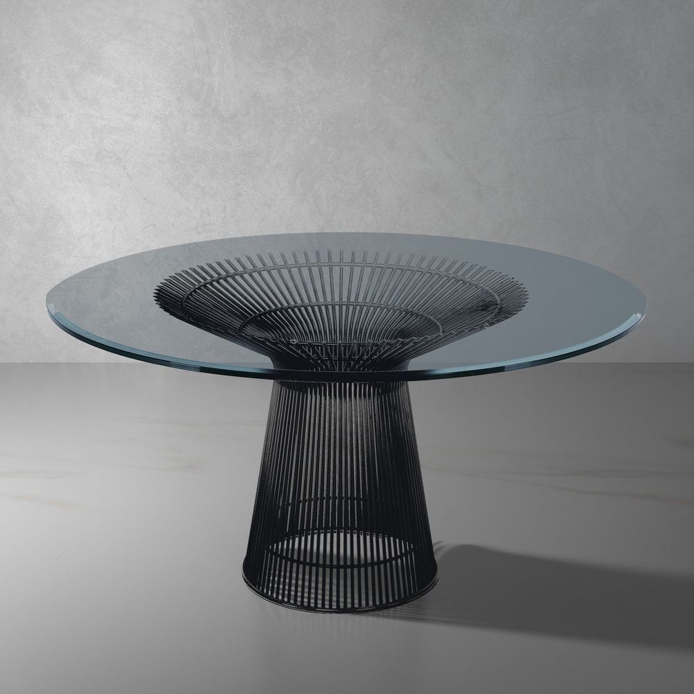 Clear Stainless Steel and Glass Dining Table – FB9688GLSBLK