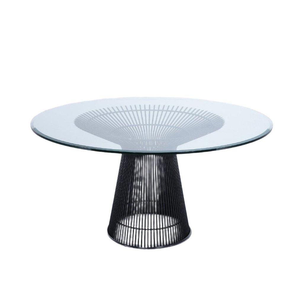 Clear Stainless Steel and Glass Dining Table – FB9688GLSBLK