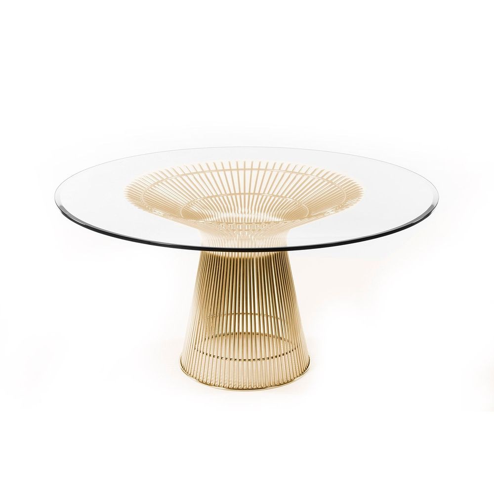 Clear Stainless Steel and Glass Dining Table – FB9688GLSGOLD